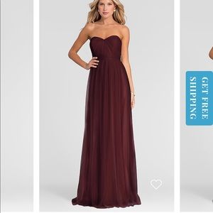 Annabelle black cherry convertible tulle maxi gown